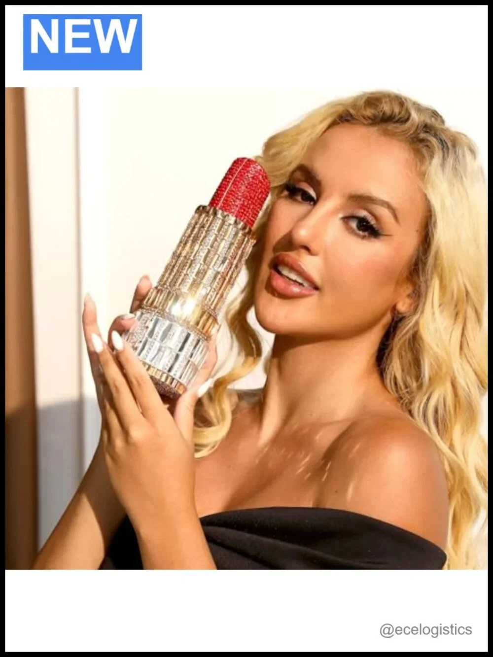 Crystal Rhinestone Clutch Evening Bag Lipstick Shape Mini Purse Party Prom Faux